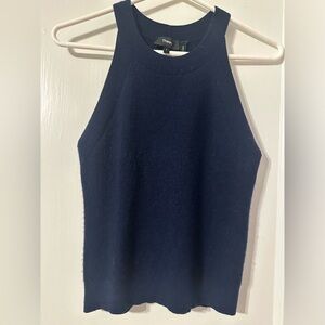 Sleeveless navy sweater top